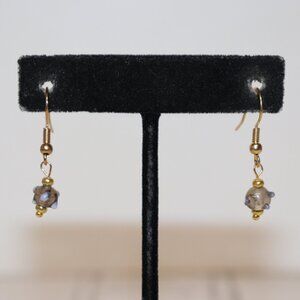 🖤 NWOT Gold & Smokey Gray Glass Beaded Dangle Earrings – 1.25" Long  🌟
